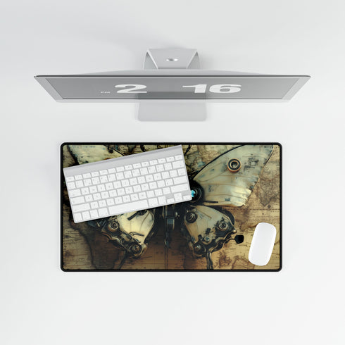Robot Butterfly over Ancient Map — XL & XXL Desk Mat — Product Detail View 8