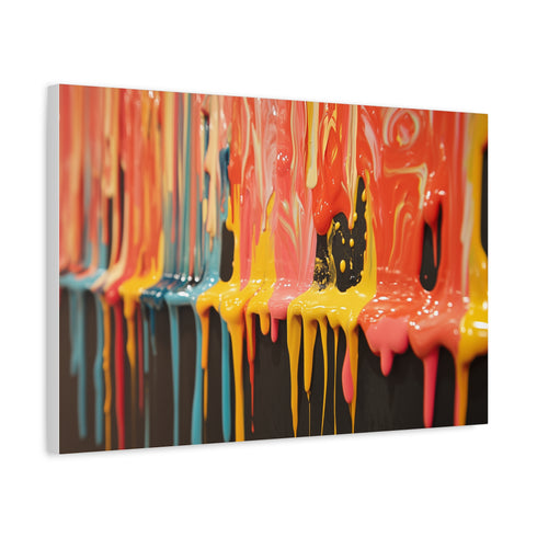Dripping Paint Forming Universe — Canvas Wall Art — Side Profile & Stretched Corner Detail