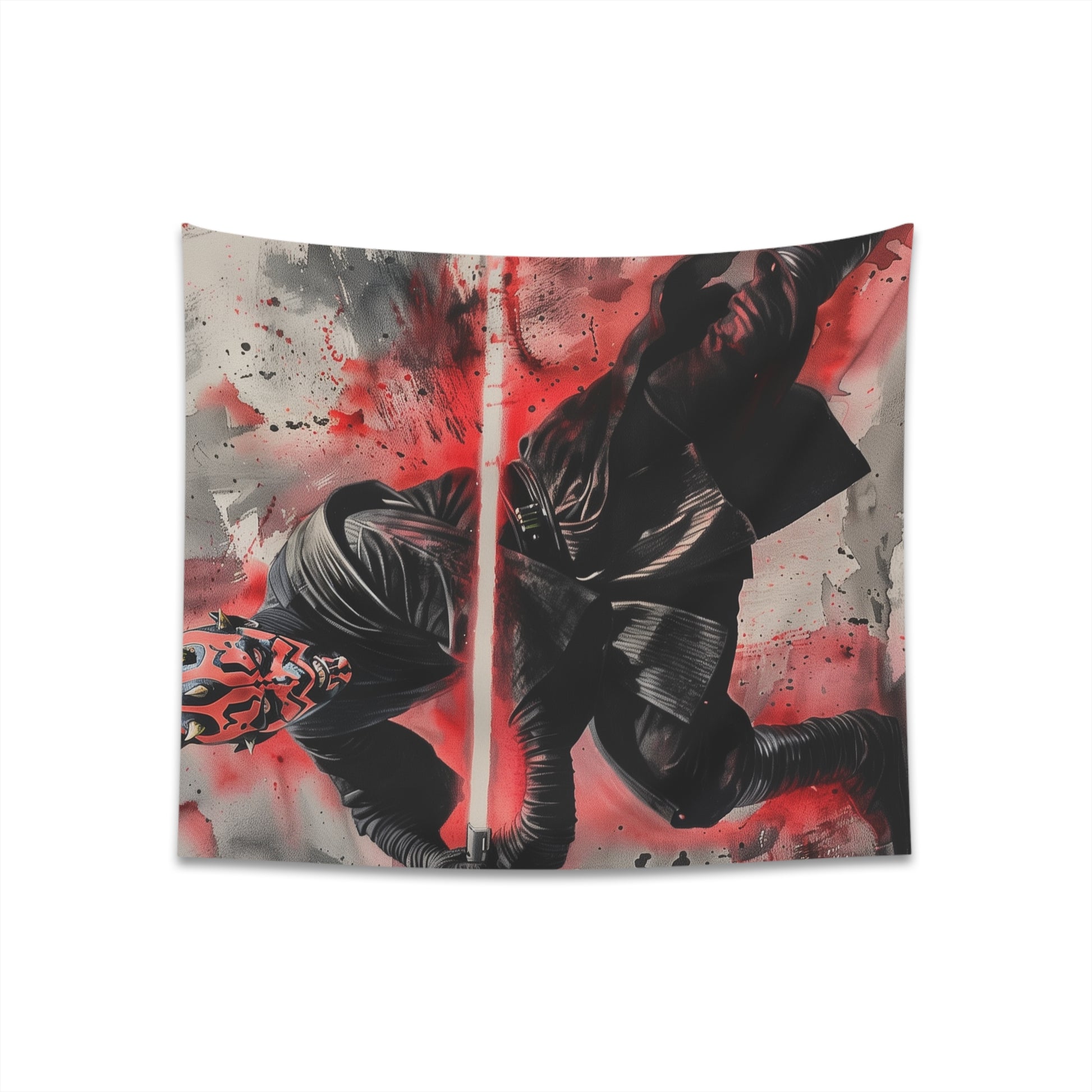 "Get the Darth Maul: Fury Unleashed Tapestry - Sith Lord design in two sizes for Star Wars fans"