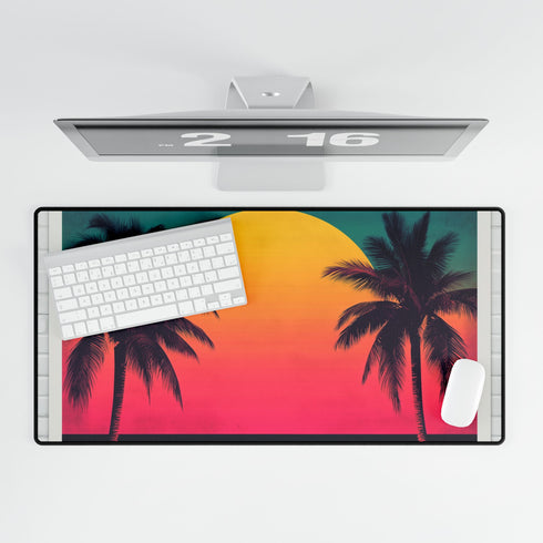 80s Retro Miami Neon Sunset — XL & XXL Desk Mat — Product Detail View 5