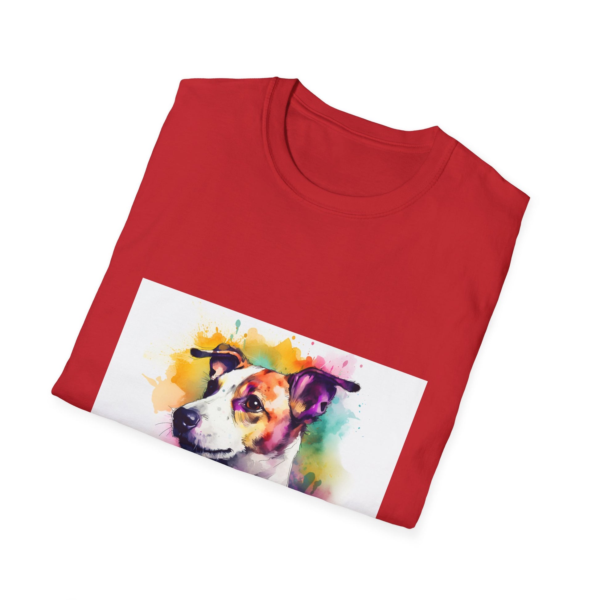 "Adventure Buddy Cute Jack Russell Terrier 3 T-shirt depicting vibrant colors and mischievous eyes, perfect for embracing the unstoppable spirit of a Jack Russell Terrier in style"