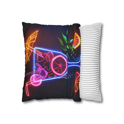 "Vibrant Cocktail Hour Pillowcase - Neon Sign Design, High-Quality Material, Stylish & Fun - Perfect for All Seasons!"