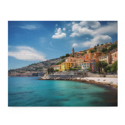 French Riviera jigsaw puzzle with vibrant images of the iconic coastline and charming villages