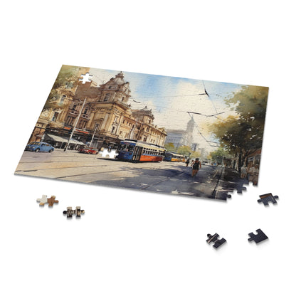 "Melbourne Tram Puzzle showcasing iconic city scenes, perfect for enthusiasts and puzzle lovers"