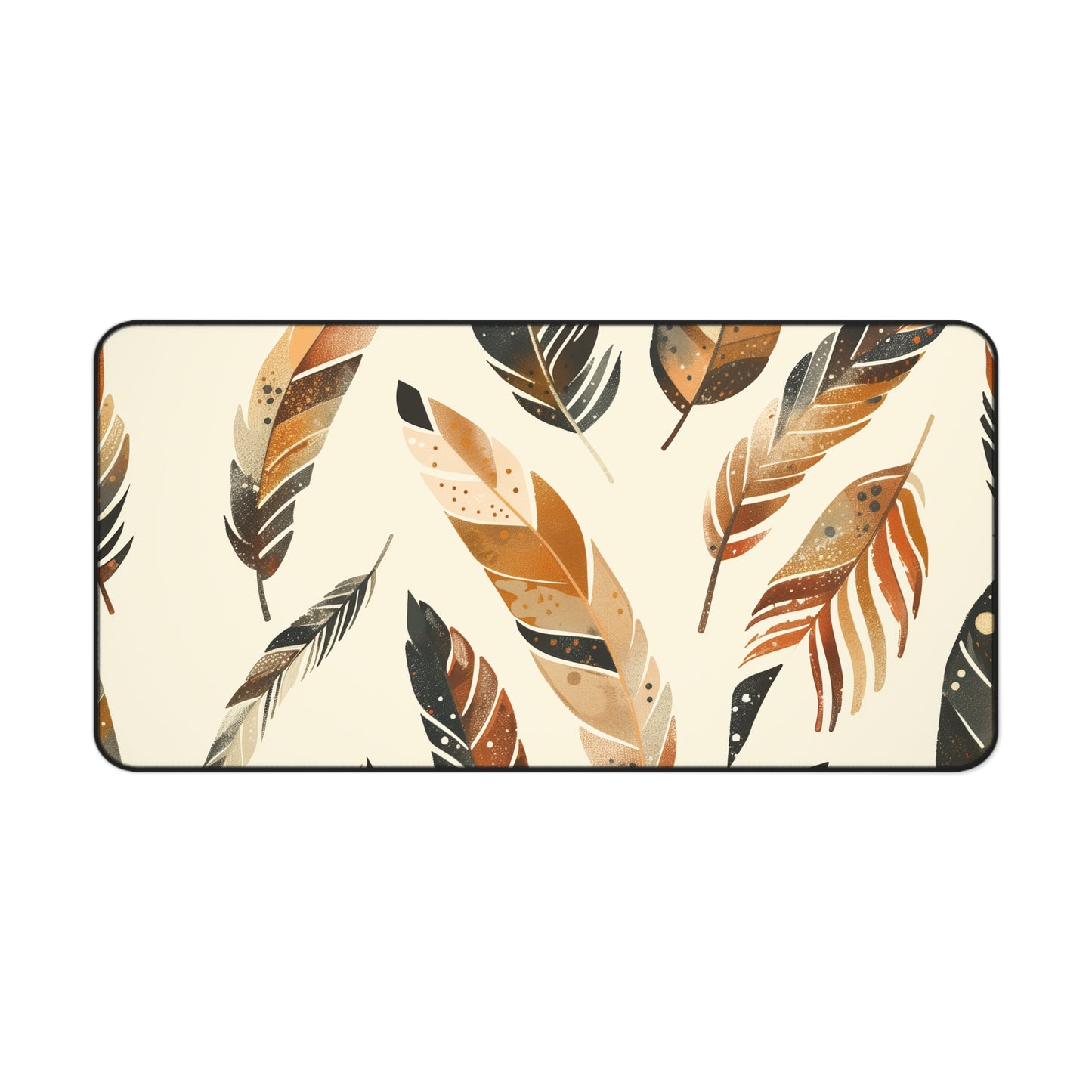 "Boho Feathers Desk Mat - Add Bohemian Style to Your Workspace"