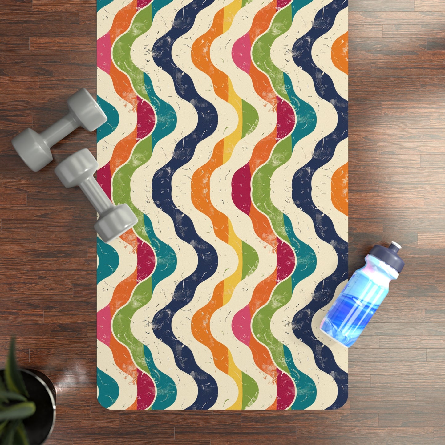 Retro Waves Yoga Mat: Vibrant, Seamless, Stylish