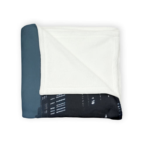 Data Towers Rising from Dark Sea Plush Fleece Throw Blanket