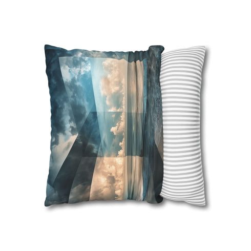 Storm Breaking Through Layered Dimension — 40×40 Cushion Cover — Soft Brushed Fabric Texture Close-Up