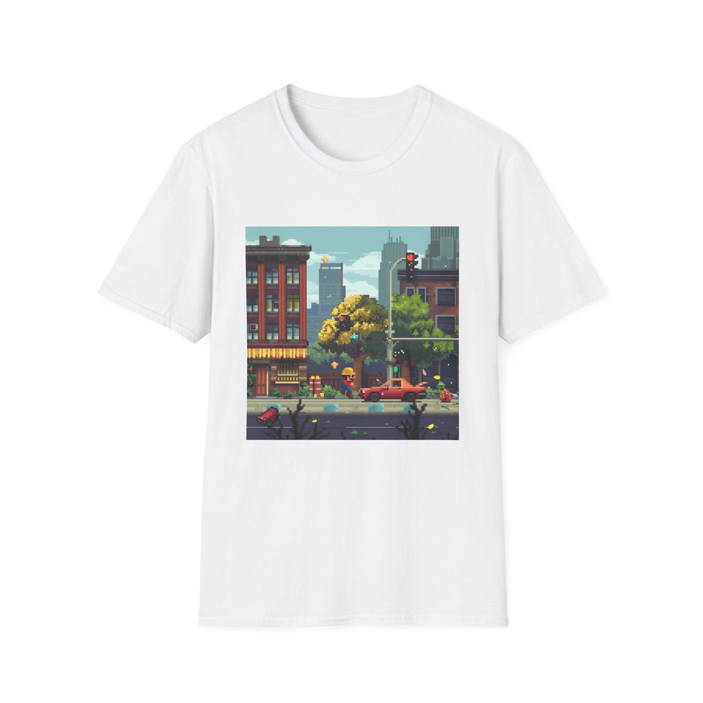 Alt text: "8-Bit Blast: Classic Arcade Throwback T-Shirt with pixelated graphics and bold colors, perfect for retro gaming fans"