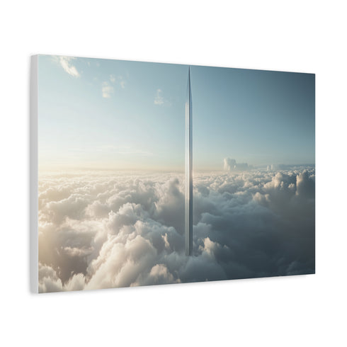 Skyscraper Shaped Like a Sword — Canvas Wall Art — Side Profile & Stretched Corner Detail
