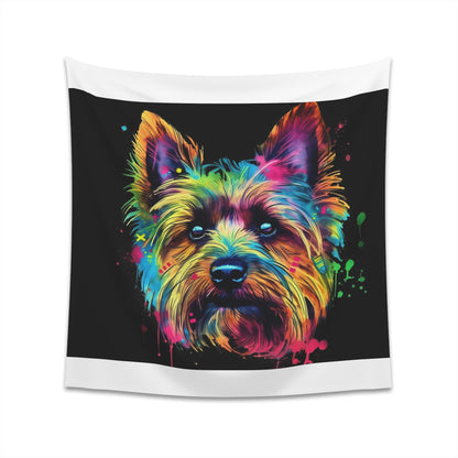 "Tiny Paws Yorkshire Terrier Tapestry - High-Quality, Stylish, Perfect for All Seasons - Ideal Gift - Available in 34" x 40" and 57" x 57" - BenCPrints"