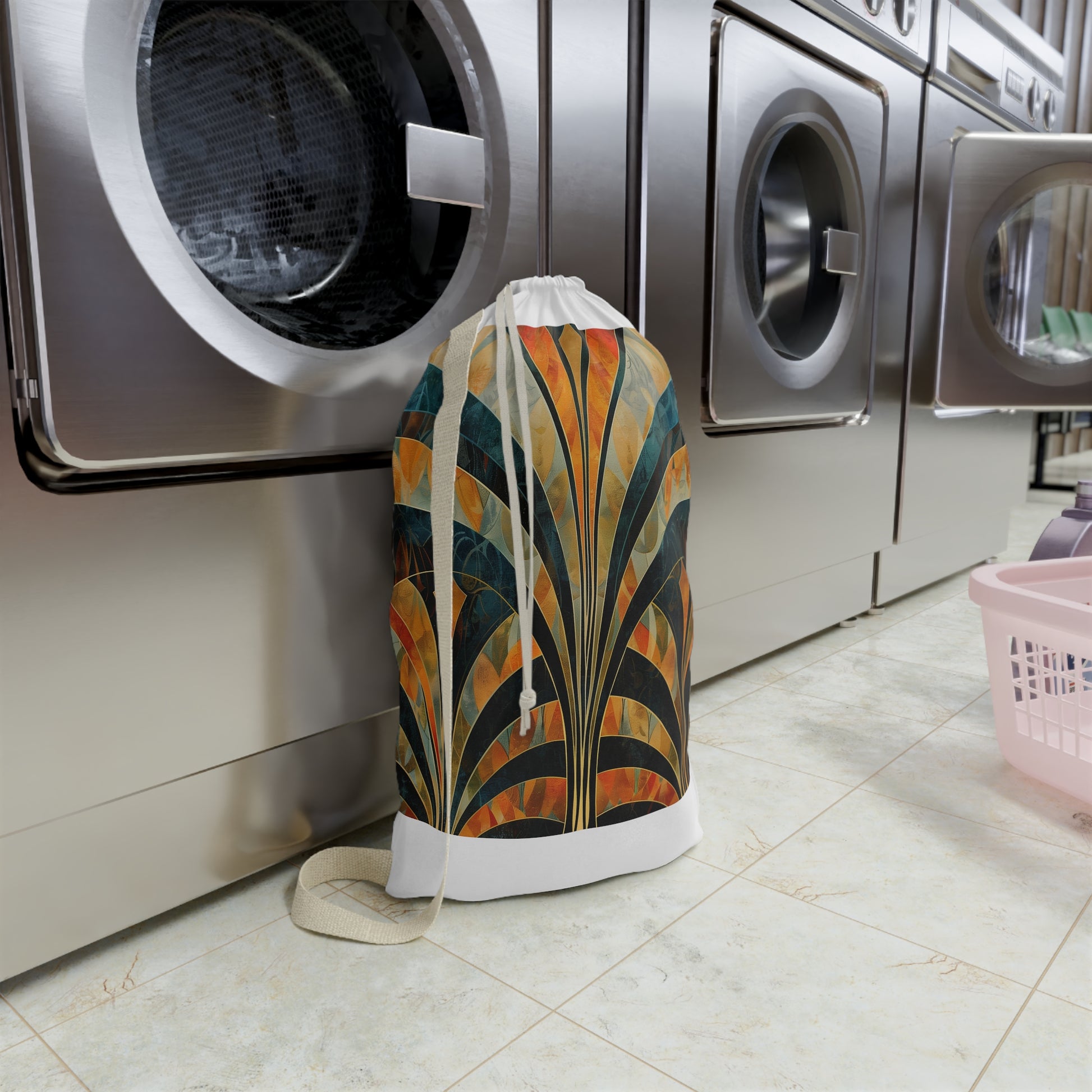 "Abstract Deco Laundry Bag with Vibrant Art Deco Patterns for Stylish Laundry Organization"