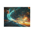 Space Highway with Comet Traffic Plush Fleece Throw Blanket