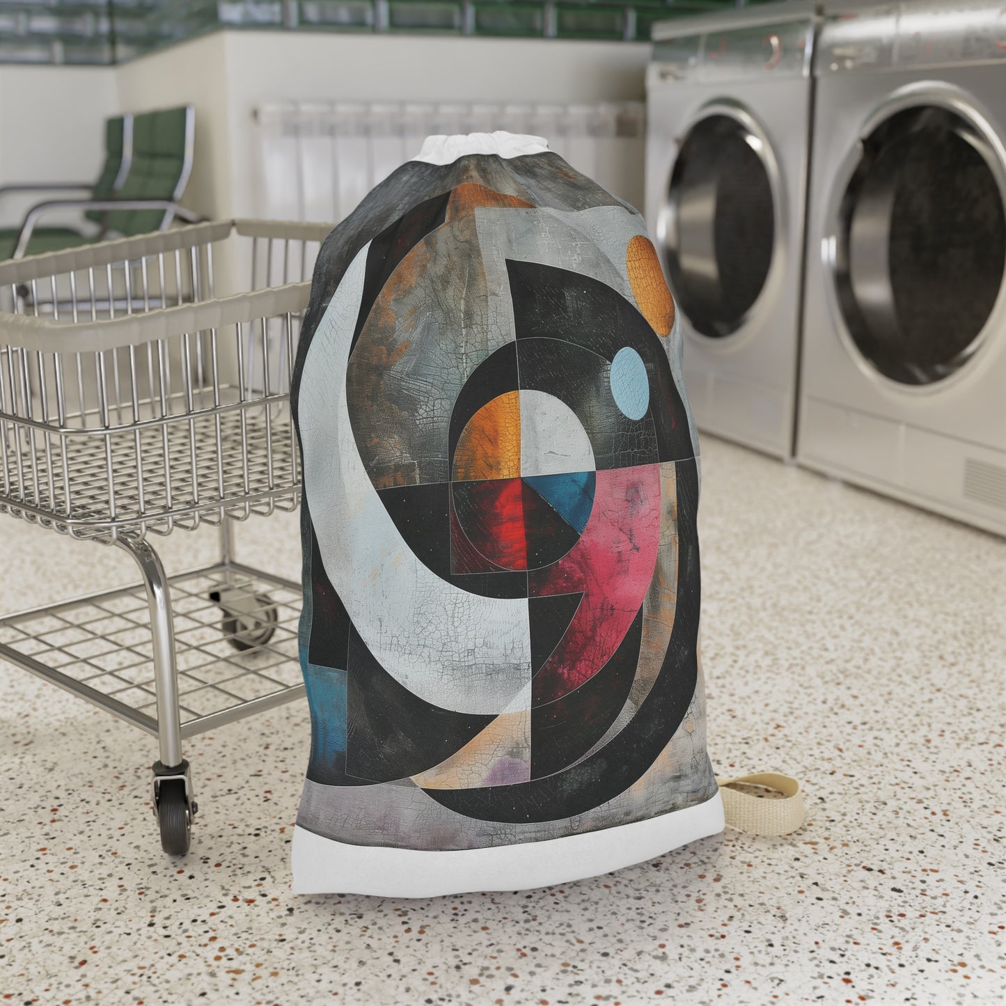 "Abstract geometric shapes laundry bag for stylish and organized laundry routine"