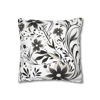 "Monochrome Curves Pillowcase - Modern minimalist design in black and white, perfect for all seasons"