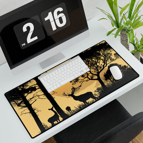 Nature Wildlife Silhouette — XL & XXL Desk Mat — 3mm Non-Slip Natural Rubber Base Detail