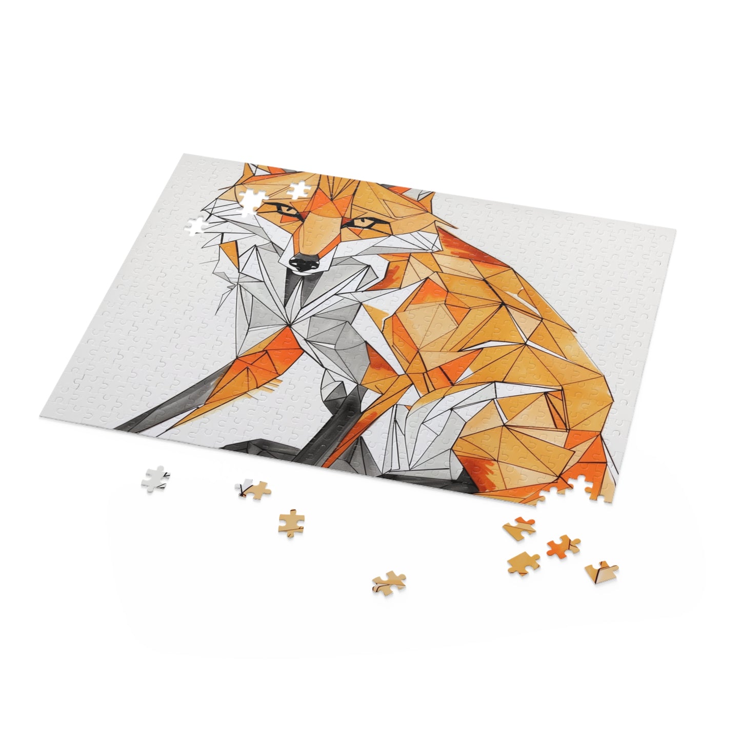 "Angular Fox Geometric Puzzle - Intricate jigsaw with striking design, perfect for hours of entertainment and relaxation"