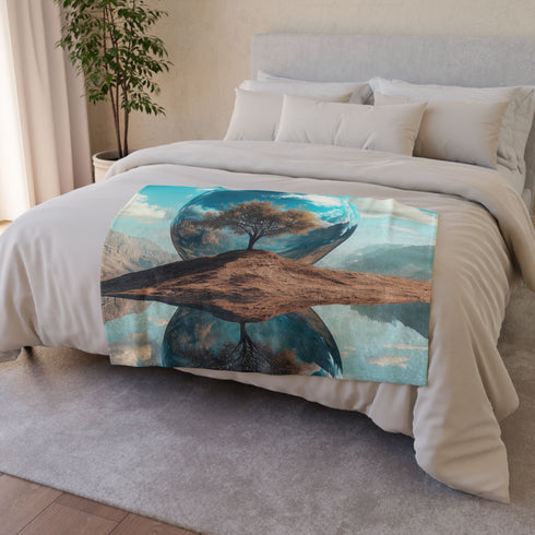 Mirror Planet Reflecting Earths Dreams Plush Fleece Throw Blanket
