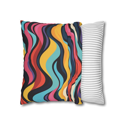 "Vibrant Retro Waves Pillow Case - Add retro style to your bedding with seamless pattern in colorful hues. Transform your bedroom today!"