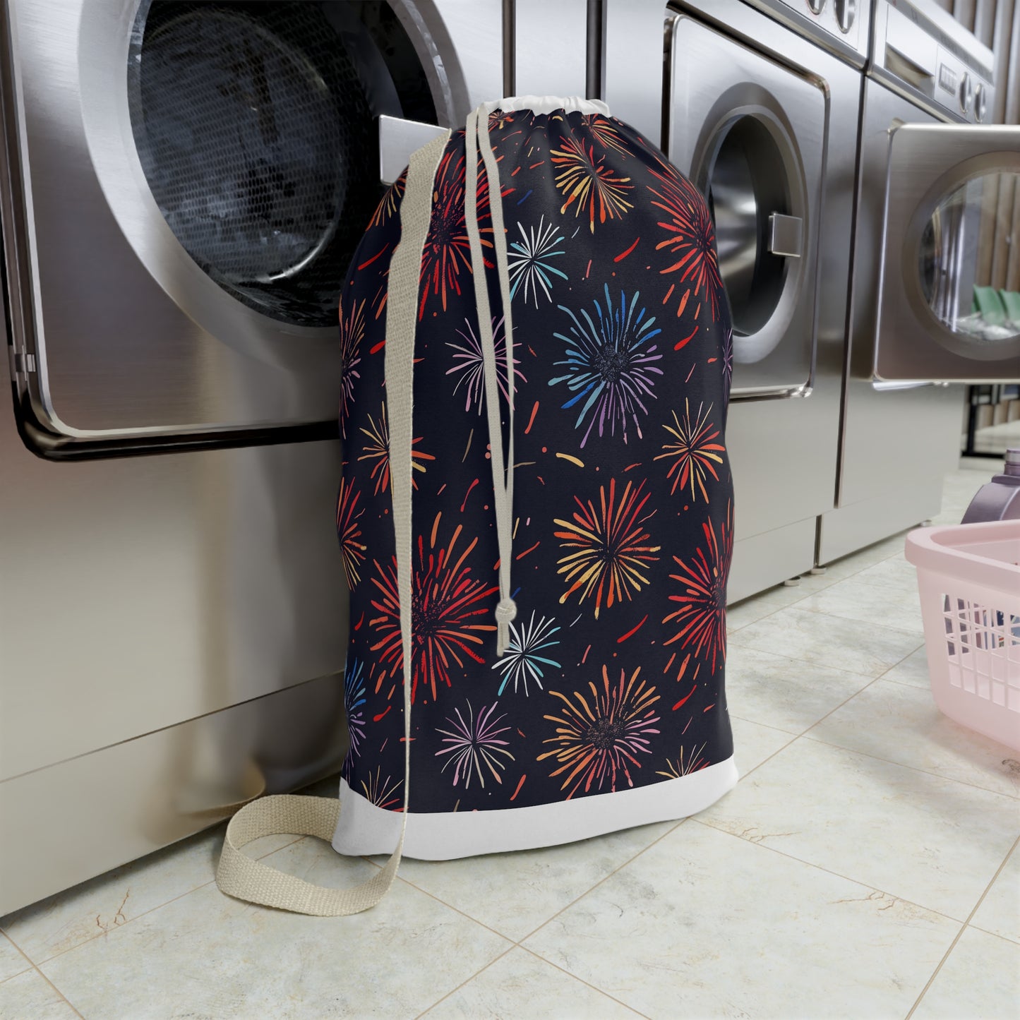 Fireworks Festive Laundry Bag | Home Decor | Accessories, All Over Print, AOP, Bags, Laundry, Sublimation | Prints with Passion