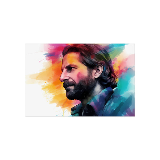 "Bradley Cooper: Charisma and Intensity in Neon Watercolor's Embrace"