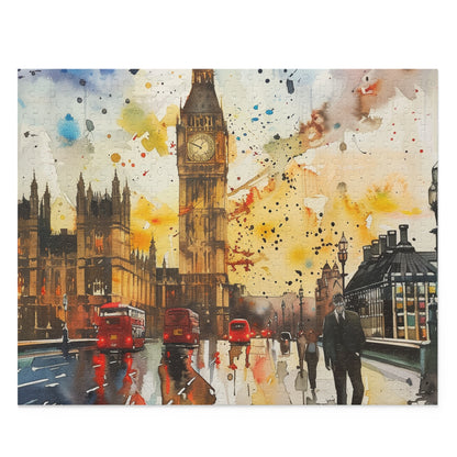 Stunning Big Ben watercolor jigsaw puzzle - piece together London cityscape excitement!