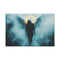 Cyberpunk Angel Walking through Fog Stretched Canvas Wall Art
