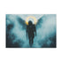 Cyberpunk Angel Walking through Fog Stretched Canvas Wall Art