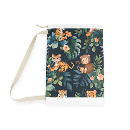 "Jungle Safari Tiger Print Laundry Bag - Transport yourself to the heart of the jungle with our striking tiger patterned bag"