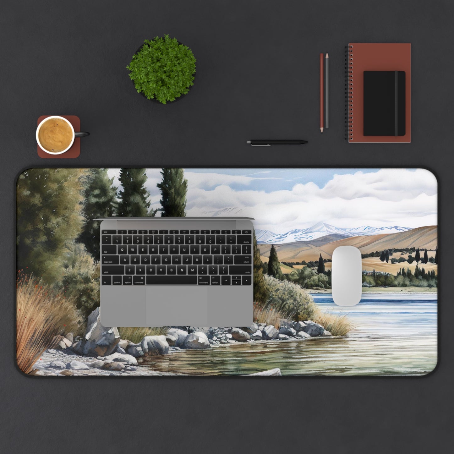 "Stunning New Zealand Lake Desk Mat - Add Nature to Workspace"