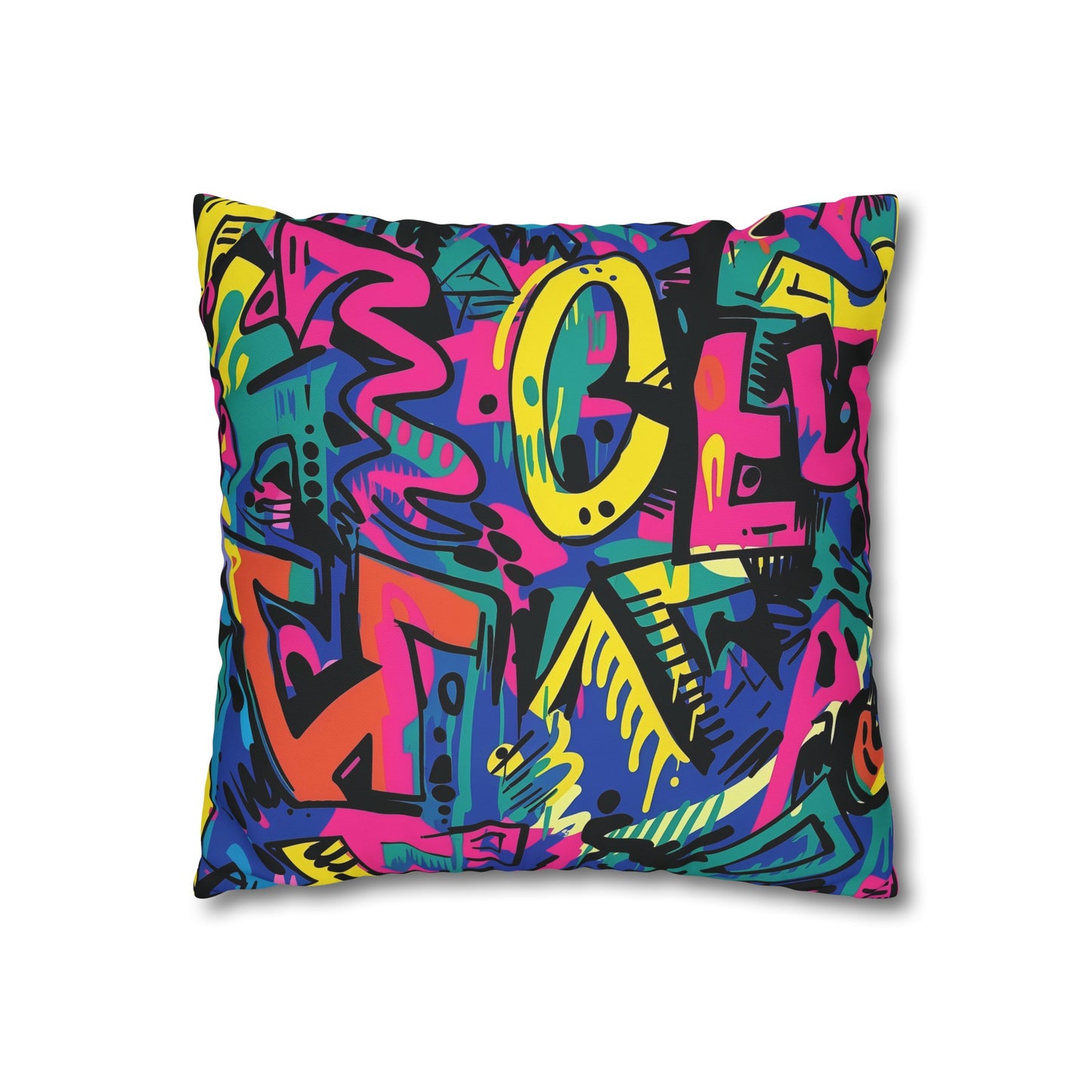 "Neon Urban Graffiti Pillowcase - Add a pop of color and street art vibes to your bedroom with this vibrant design"