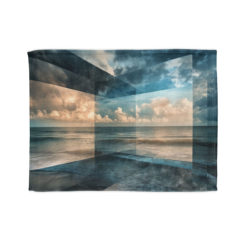 Storm Breaking Through Layered Dimension — Plush Fleece Throw Blanket — Full Flat Artwork View