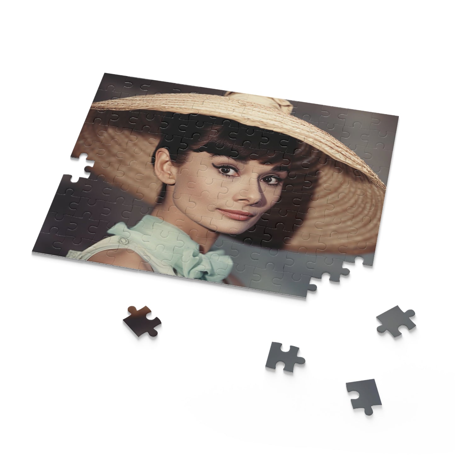 Audrey Hepburn tribute jigsaw puzzle - elegant Hollywood icon image, charm and beauty piece by piece