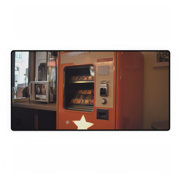 Retro Vending Machine Dispensing Stars — XL & XXL Desk Mat — Full Top-Down Artwork View