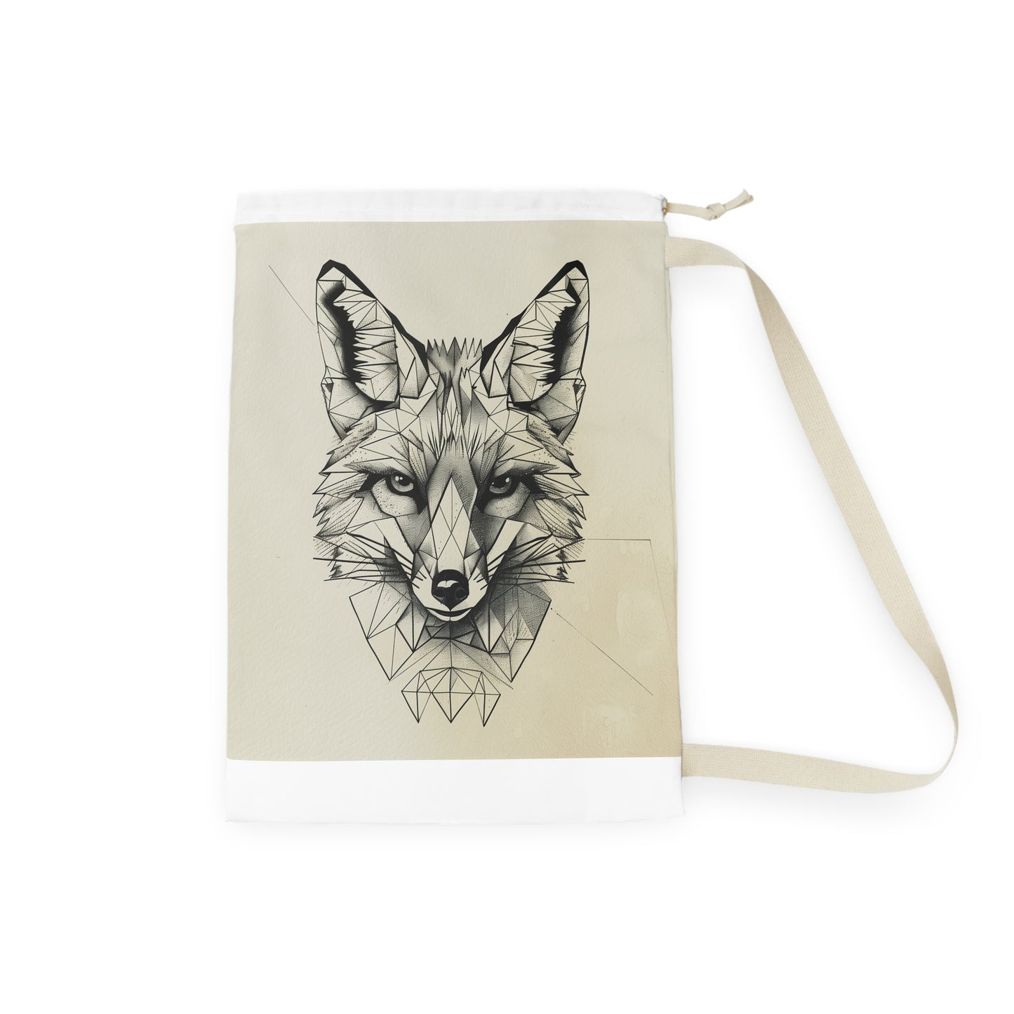 "Fox geometric laundry bag with bold angular lines, stylish storage solution"