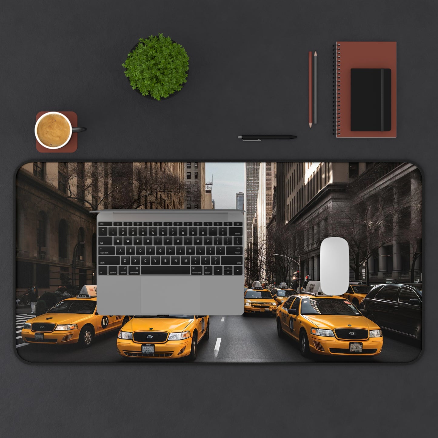 "NYC Taxi Desk Mat - Add New York City charm with vibrant yellow cab design for workspace"