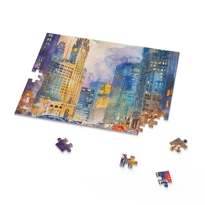 Chicago Watercolor Skyline Jigsaw Puzzle