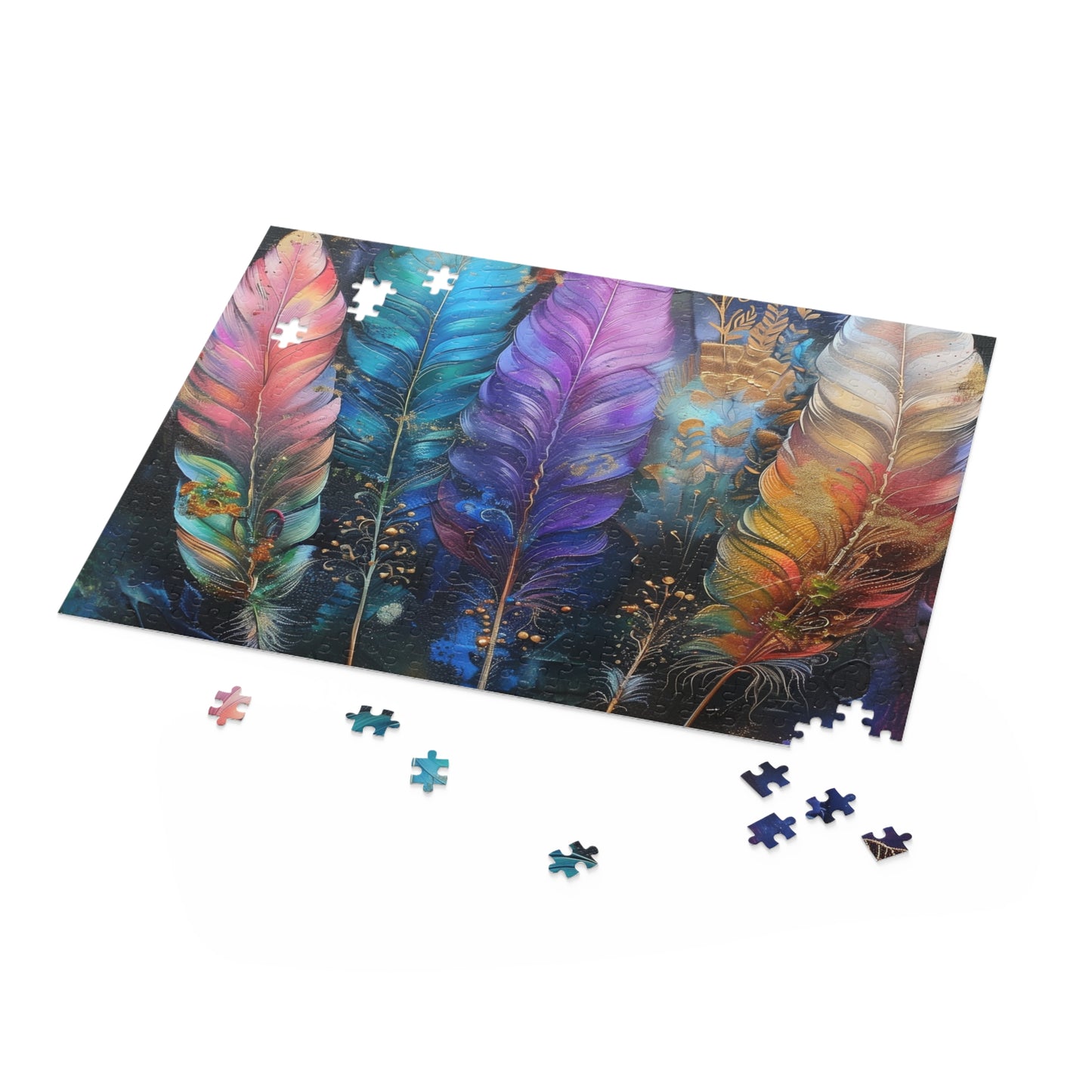 Bohemian Feathers Jigsaw Puzzle with Detailed Design and Vibrant Colors - Perfect for Relaxation and Mindfulness