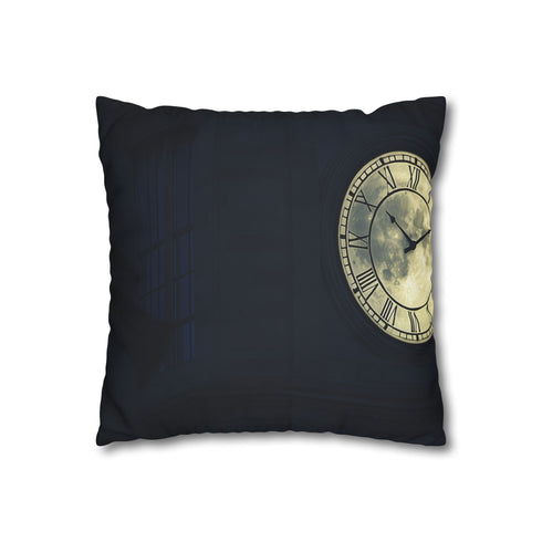 Clocktower Powered by Moon Phases (Edition II) — 40×40 Cushion Cover — Double-Sided Back & Concealed Zip Detail