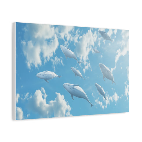 Sky Full of Floating Whales — Canvas Wall Art — Side Profile & Stretched Corner Detail