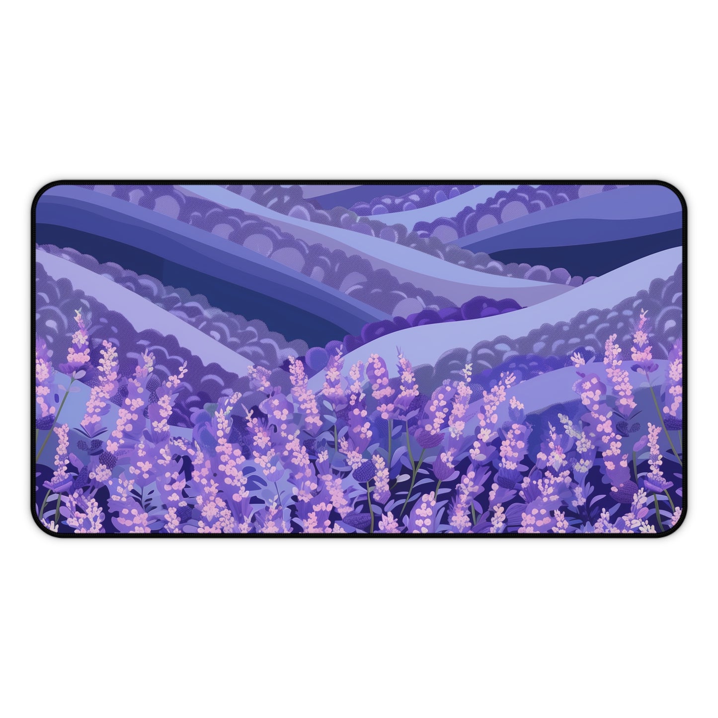 "Calming Lavender Fields Desk Mat - Add serenity to your workspace with lush lavender florets pattern"