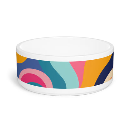 Retro Waves Pet Bowl: Vibrant & Seamless