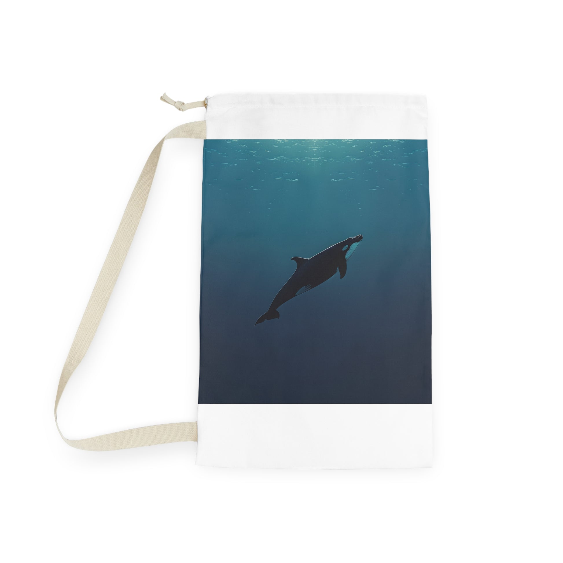 "Whale Ocean Laundry Bag - Stylish minimalist design for stylish laundry organization"