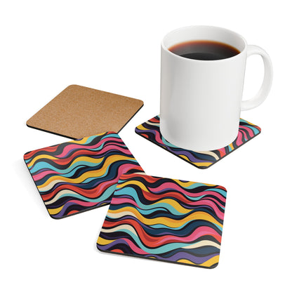 Retro Waves Corkwood Coaster Set