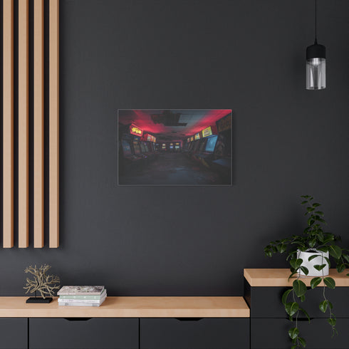 Abandoned Arcade Glowing in the Dark Stretched Canvas Wall Art