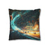 Space Highway with Comet Traffic — 40×40 Cushion Cover — Double-Sided Back & Concealed Zip Detail