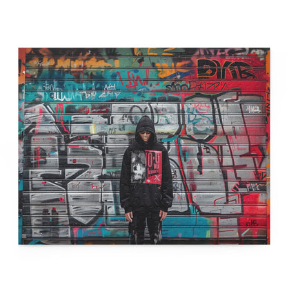 "Vibrant streetwear typography jigsaw puzzle for all ages with bold urban designs"