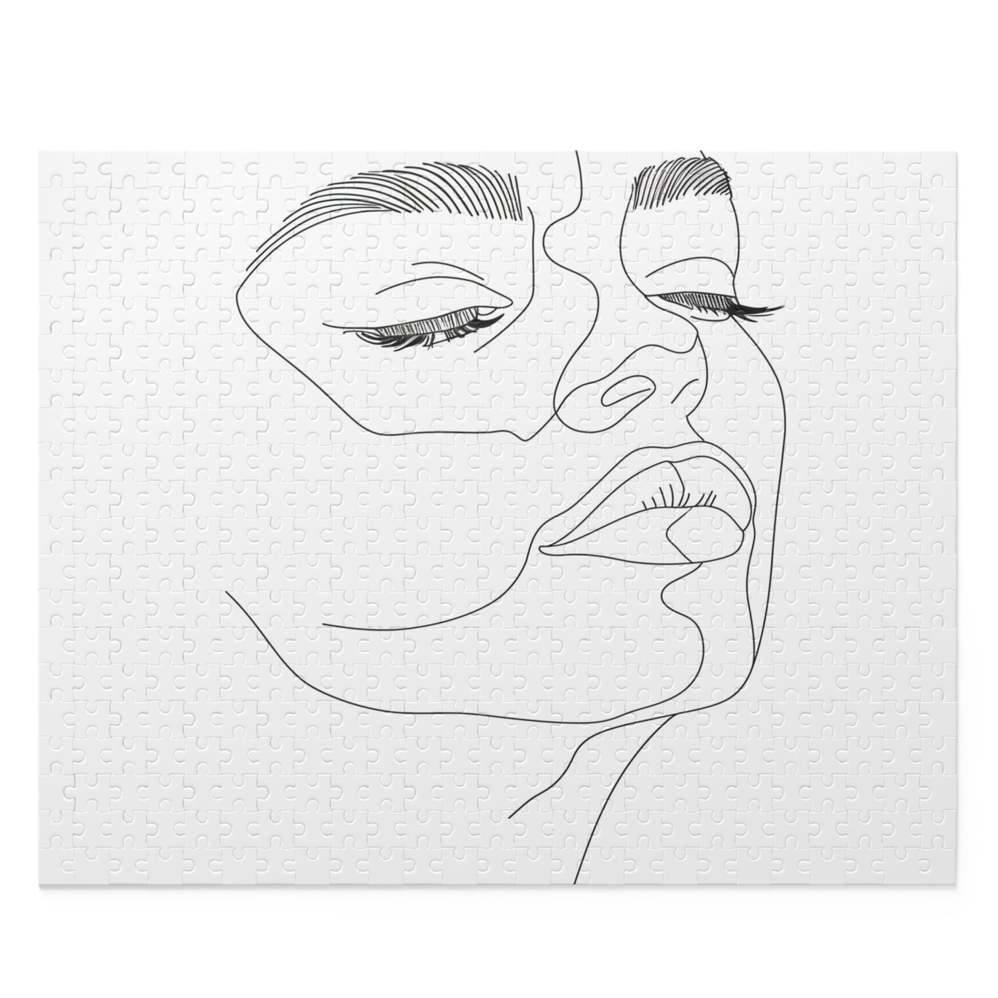 "Minimalist face line art jigsaw puzzle with captivating design"