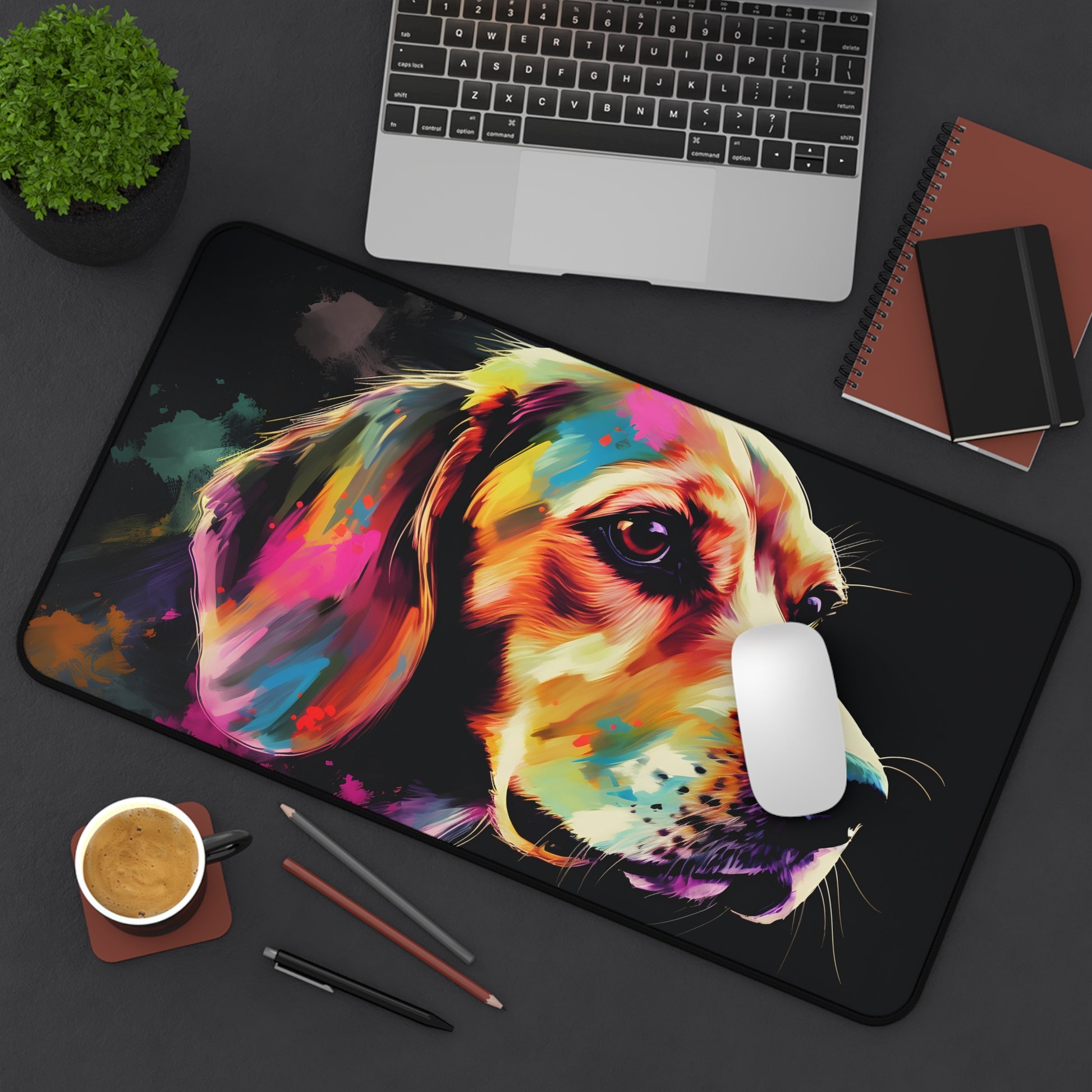 "Beagle Pup Desk Mat - Adorable puppy design, protects desk from scratches, whimsical office accessory"