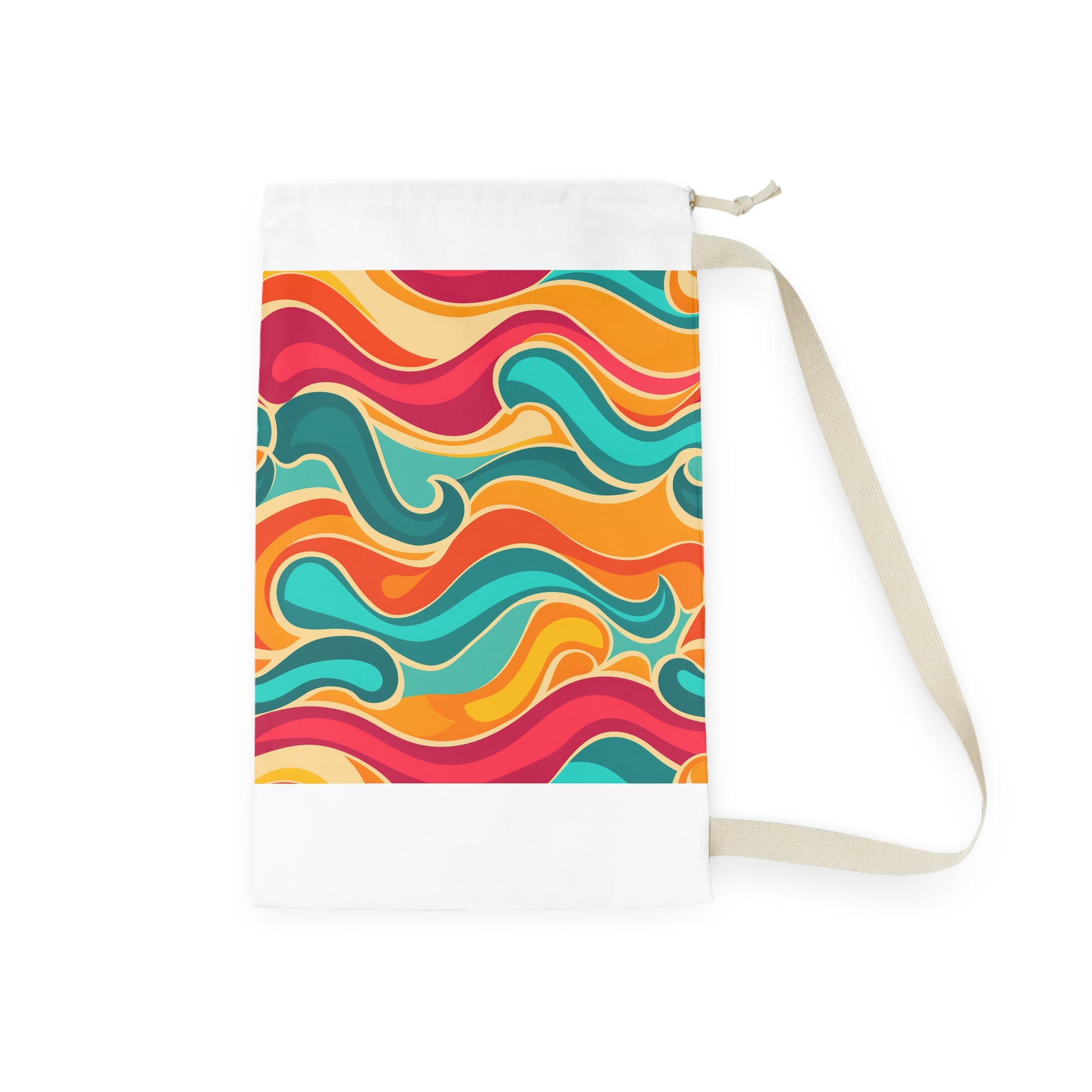 "Retro Waves Laundry Bag in Vibrant Colors - Stylish and Fun Laundry Transport Solution"